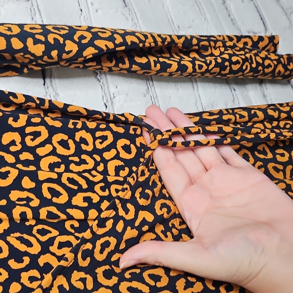 Old Navy Leopard Print Midi Dress Orange Blue Small - Picture 4 of 7